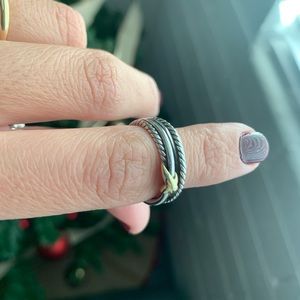David Yurman X Crossover ring, sterling silver & 18k yellow gold - size 7